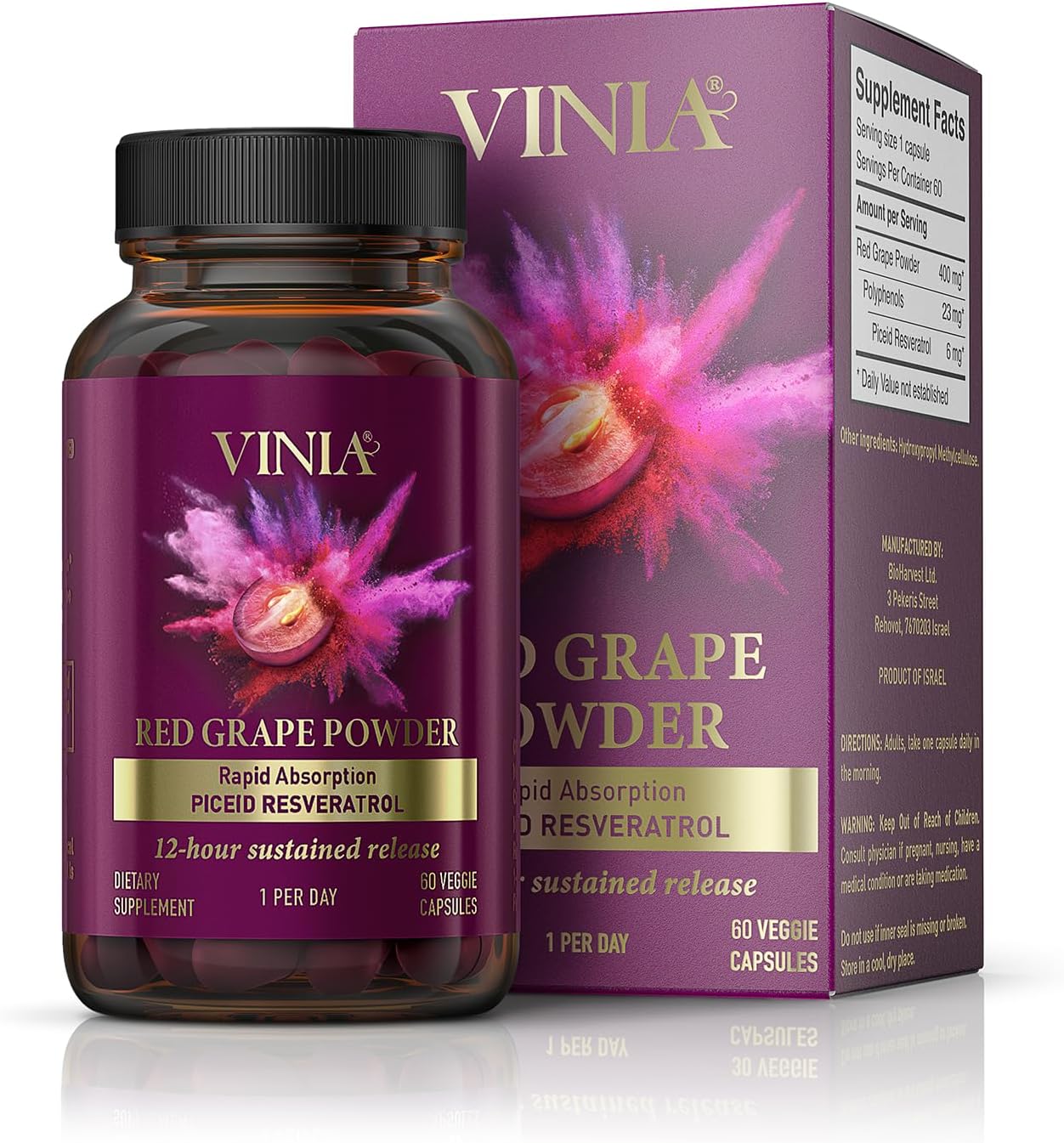 Long-Lasting Piceid Resveratrol Supplement for Heart Health & Blood Flow. Boost Oxygen Superfood Powder, Keto & Vegan Friendly. 60 Day Supply.