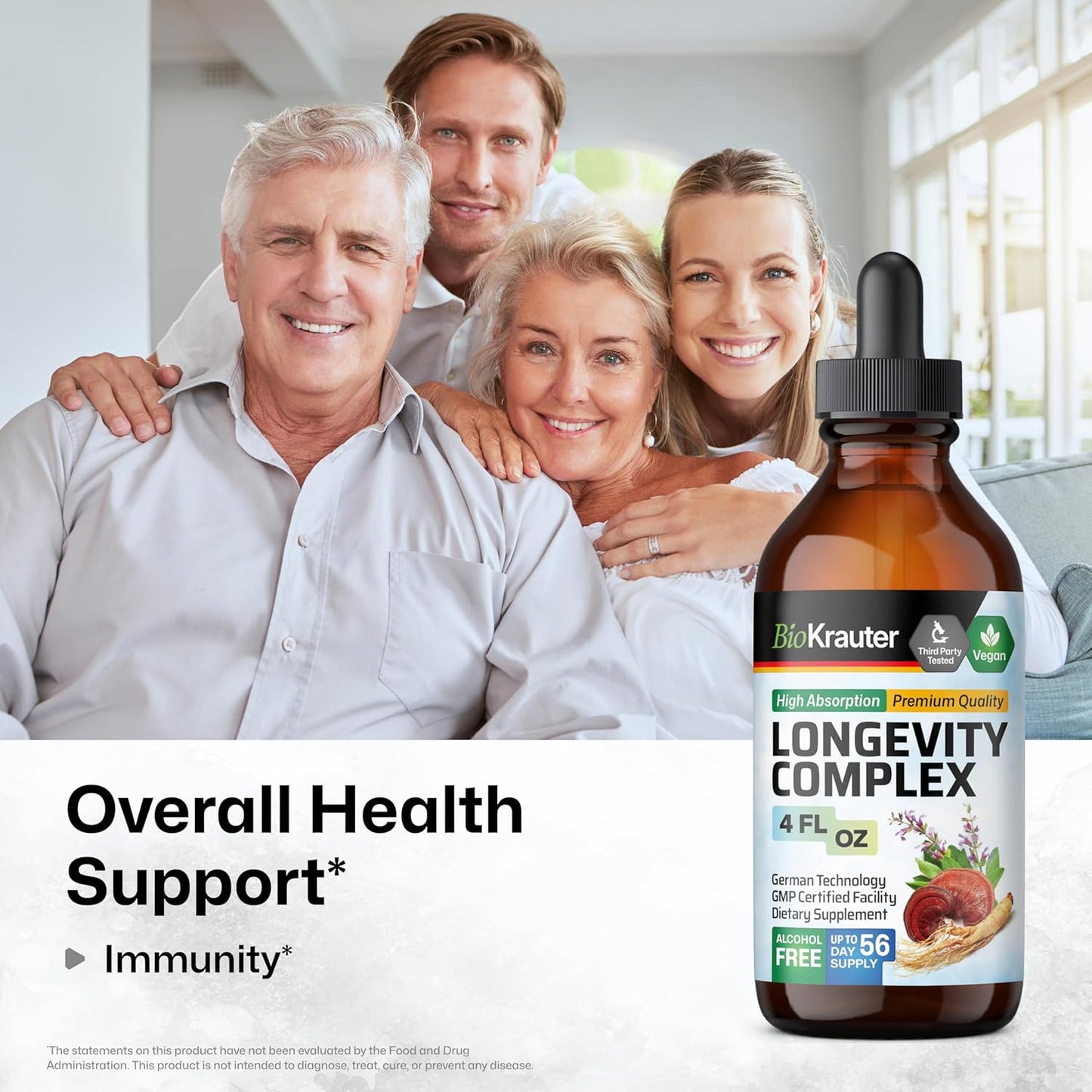 Longevity and Cordyceps Mushroom Tinctures - 4 Fl. Oz. Each for Immune Support and Longevity Boost