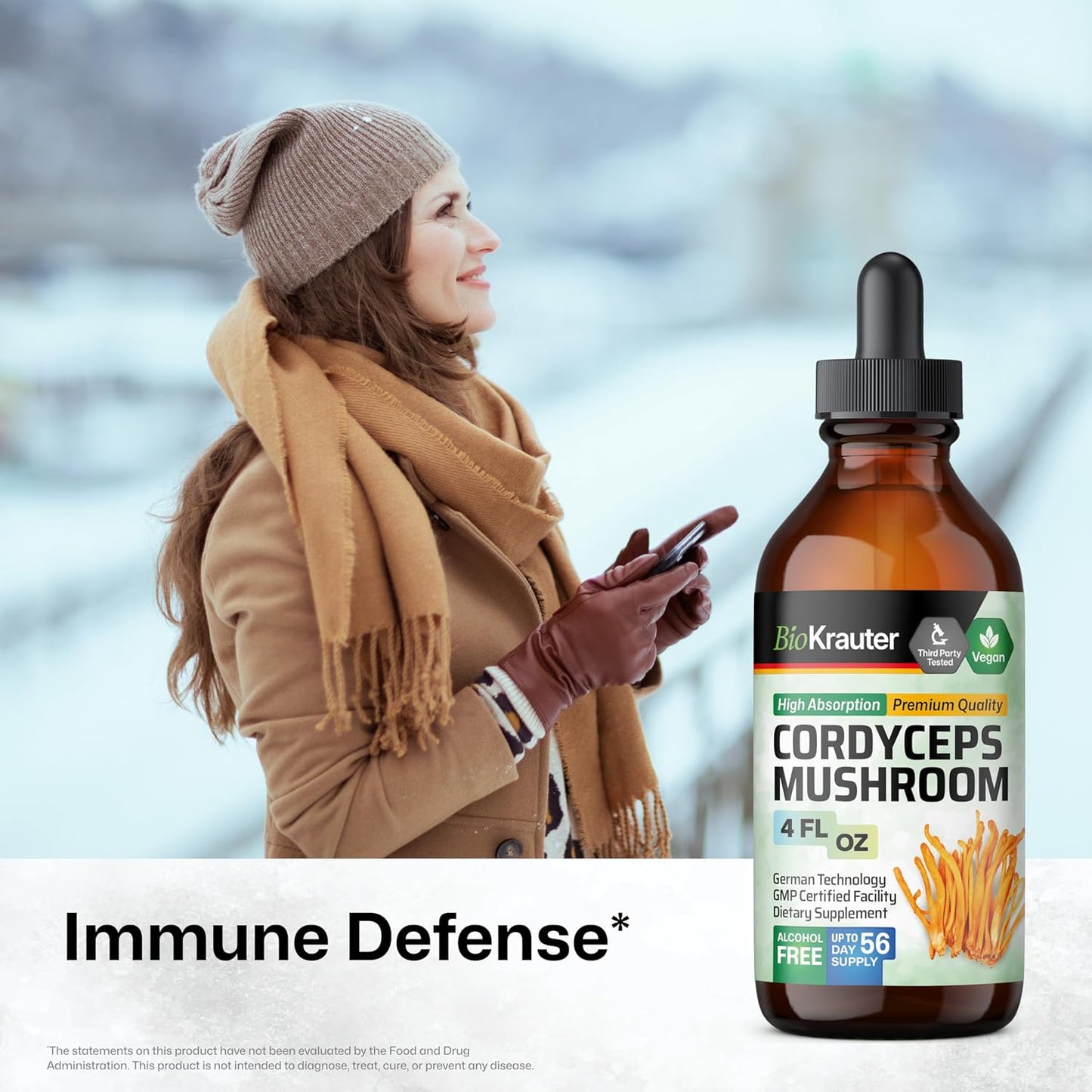 Longevity and Cordyceps Mushroom Tinctures - 4 Fl. Oz. Each for Immune Support and Longevity Boost