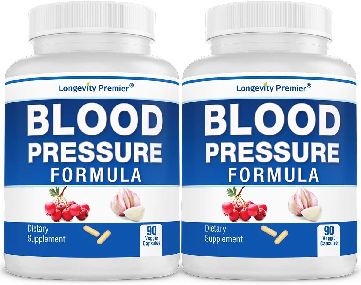 Longevity Blood Pressure Formula 2-Bottle Value Pack with Hawthorn & Natural Herbs