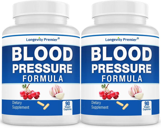 Longevity Blood Pressure Formula 2-Bottle Value Pack with Hawthorn & Natural Herbs