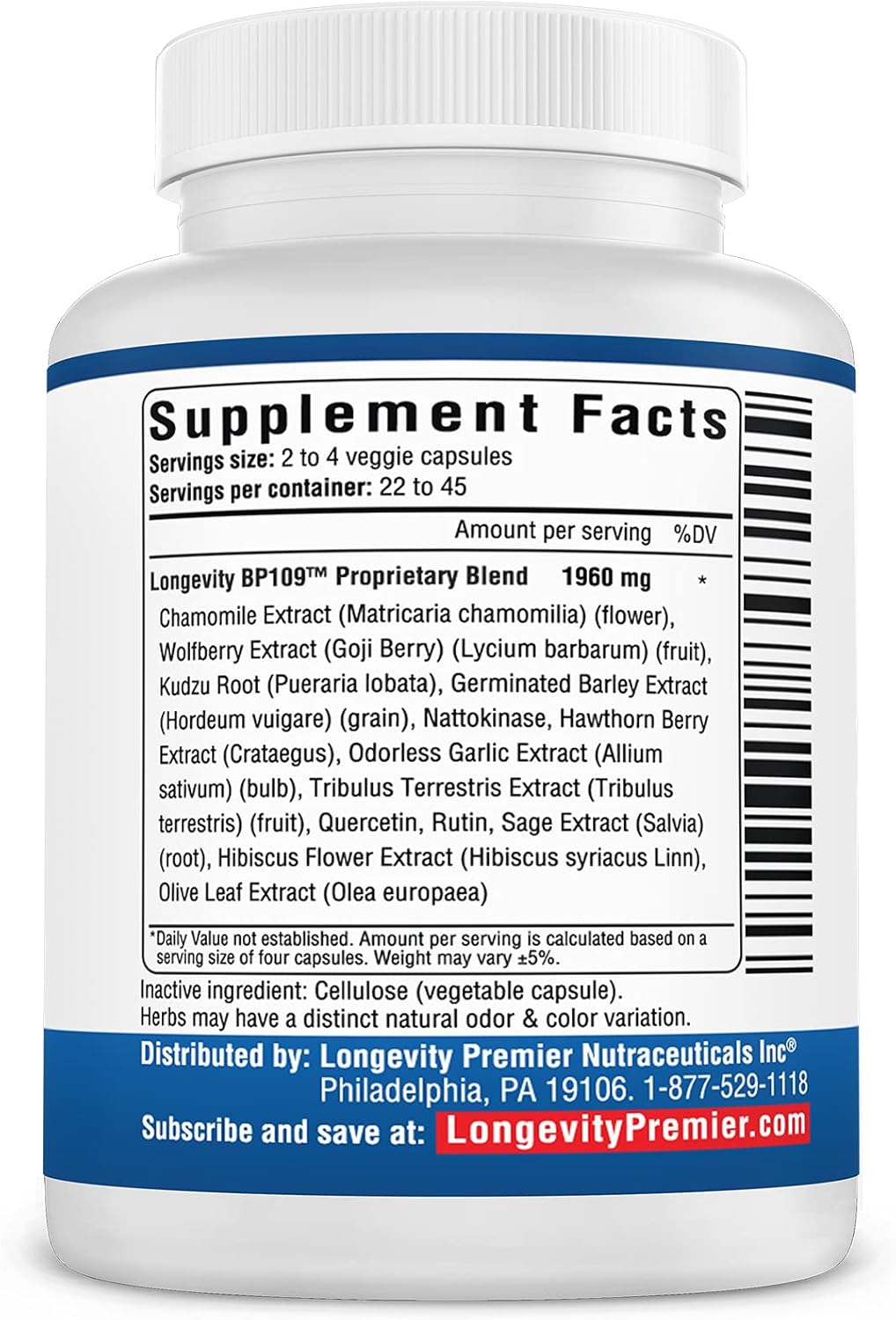 Longevity Blood Pressure Formula 3-Bottle Value Pack - 90 Capsules - Scientifically Formulated with 10+ Standardized Herbal Extracts - Top Blood Pressure Supplement
