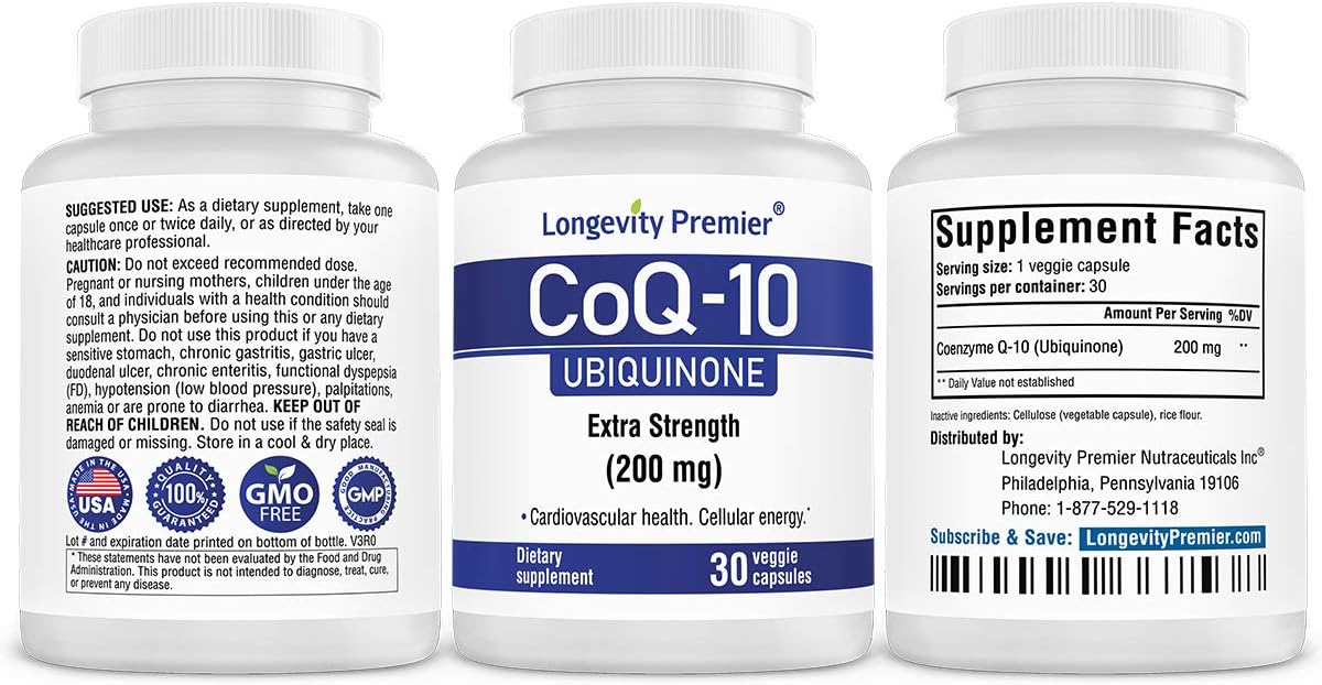 Longevity Blood Pressure Formula Value Pack - 3 Bottles + Free CoQ10 - 90 caps Each