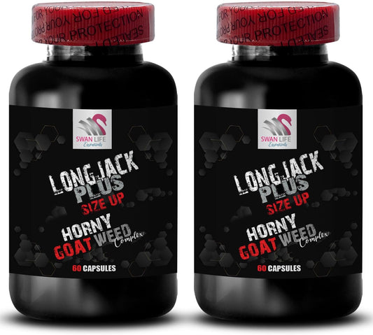Longjack Size Up Male Enhancement Formula with Tongkat Ali for Men 400mg - 2 Bottles 120 Cap - Boost Size and Length with VIP Supplements