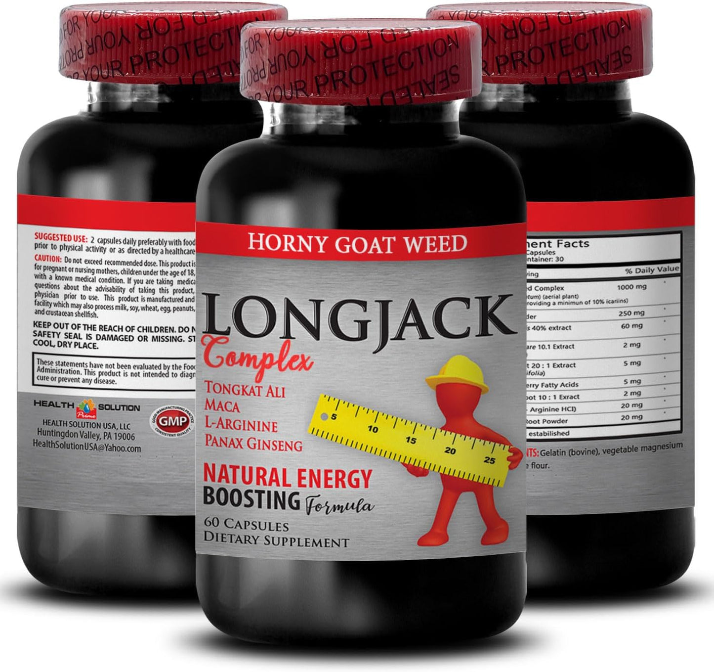 LONGJACK Size UP Natural Male Enchantment Pills - Increase Size and Length - tongkat ali Extract - Men's Health Solution - 2 Bottles
