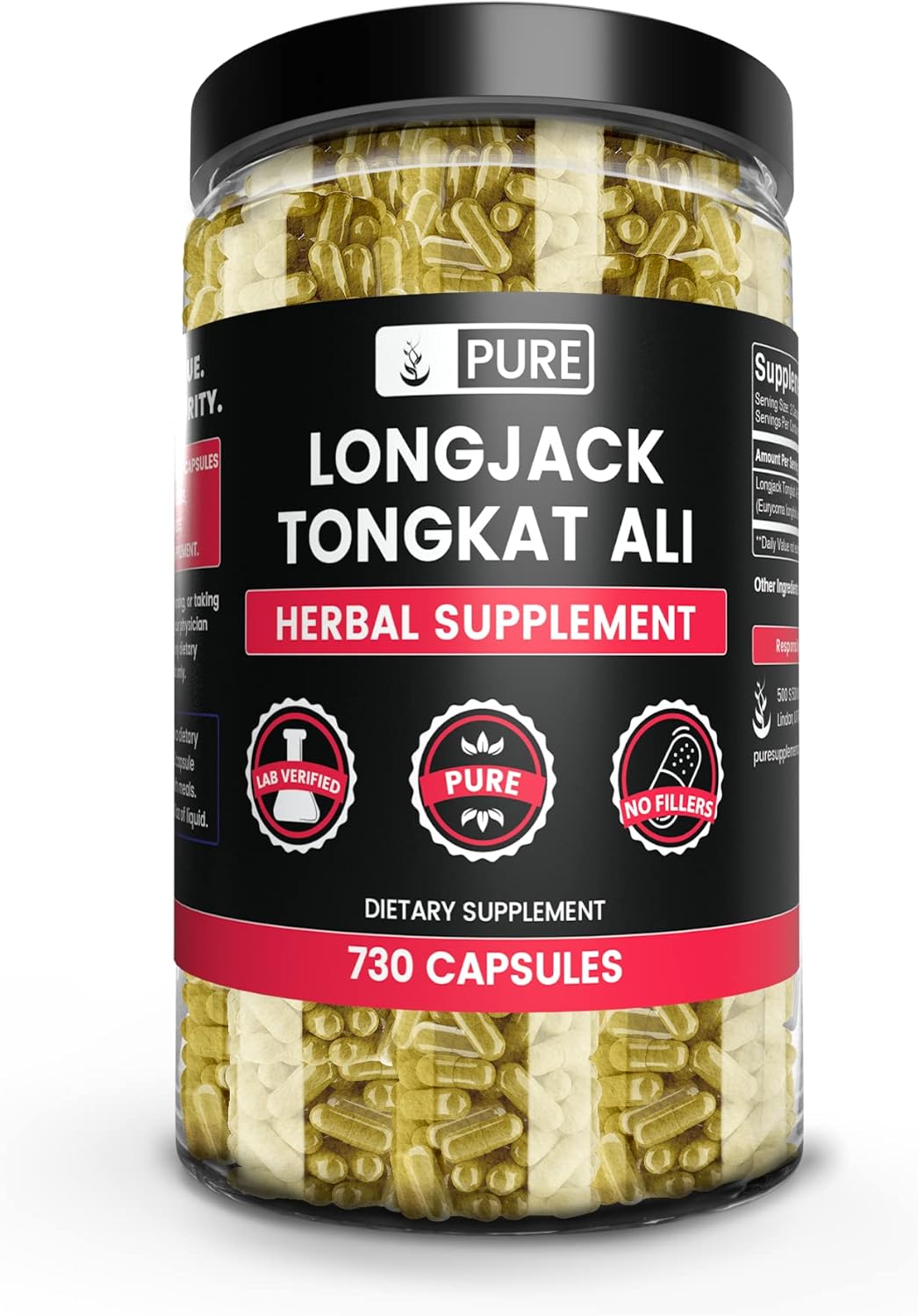 Longjack (Tongkat Ali) 730 Capsules - Pure Ingredients, No Fillers, Lab Verified