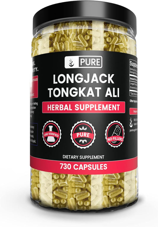 Longjack (Tongkat Ali) 730 Capsules - Pure Ingredients, No Fillers, Lab Verified