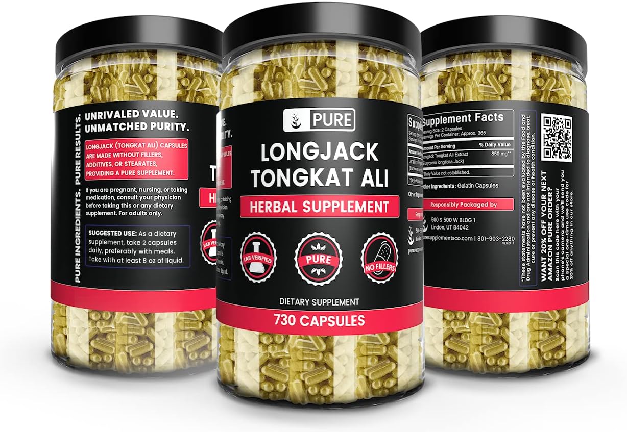 Longjack (Tongkat Ali) 730 Capsules - Pure Ingredients, No Fillers, Lab Verified