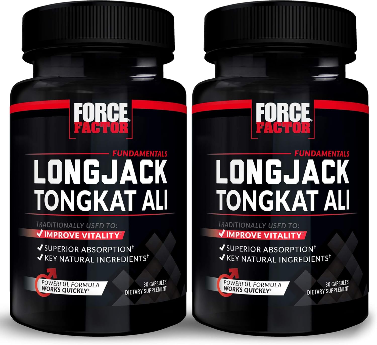 Longjack Tongkat Ali Capsules for Men - 500mg Extract with BioPerine, Supports Vitality and Drive - 60 Capsules (2-Pack)