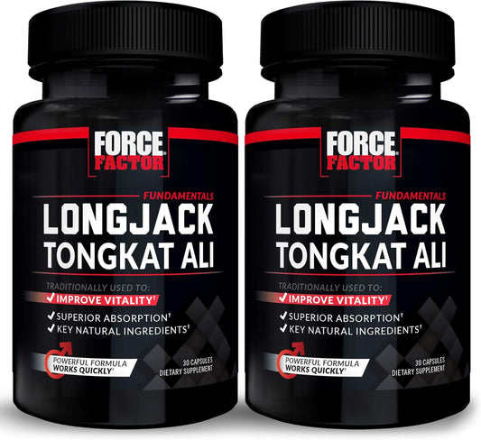 Longjack Tongkat Ali Capsules for Men - 500mg Extract with BioPerine, Supports Vitality and Drive - 60 Capsules (2-Pack)