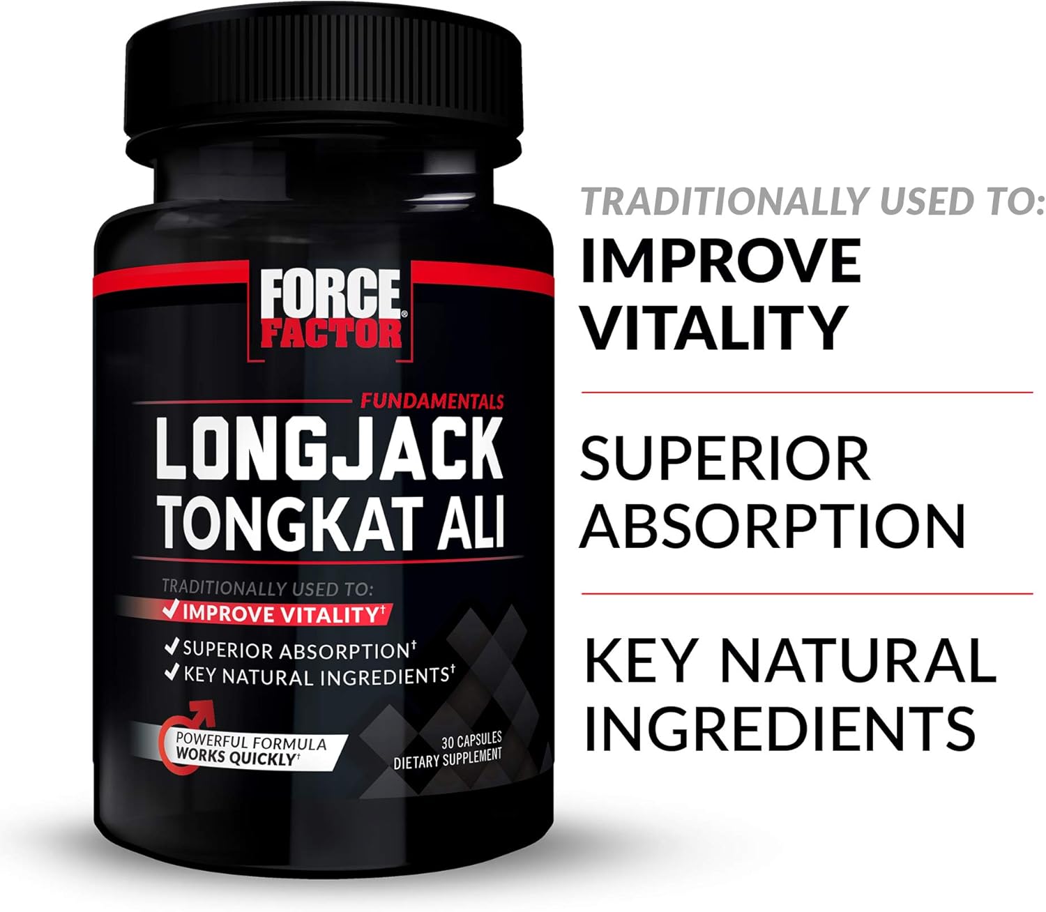 Longjack Tongkat Ali Capsules for Men - 500mg Extract with BioPerine, Supports Vitality and Drive - 60 Capsules (2-Pack)