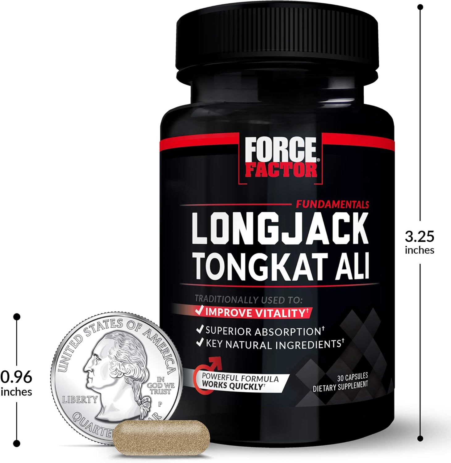 Longjack Tongkat Ali Capsules for Men - 500mg Extract with BioPerine, Supports Vitality and Drive - 60 Capsules (2-Pack)