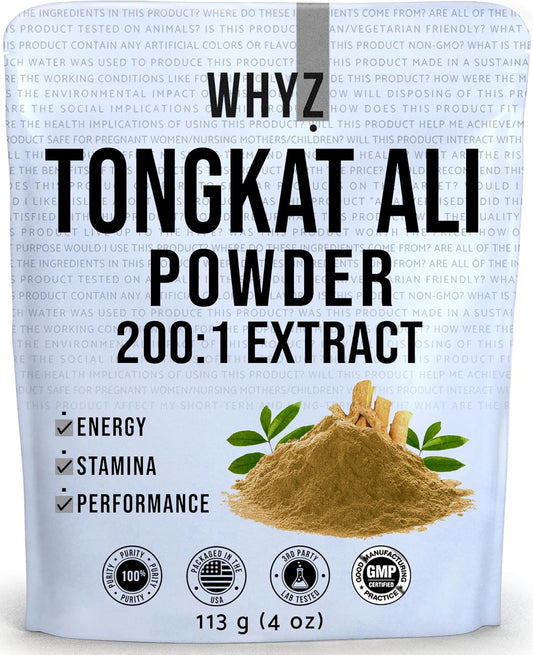 Longjack Tongkat Ali Powder 113g - 200:1 Extract for Physical Performance & Well-Being - Men and Women Supplement - 323 Servings
