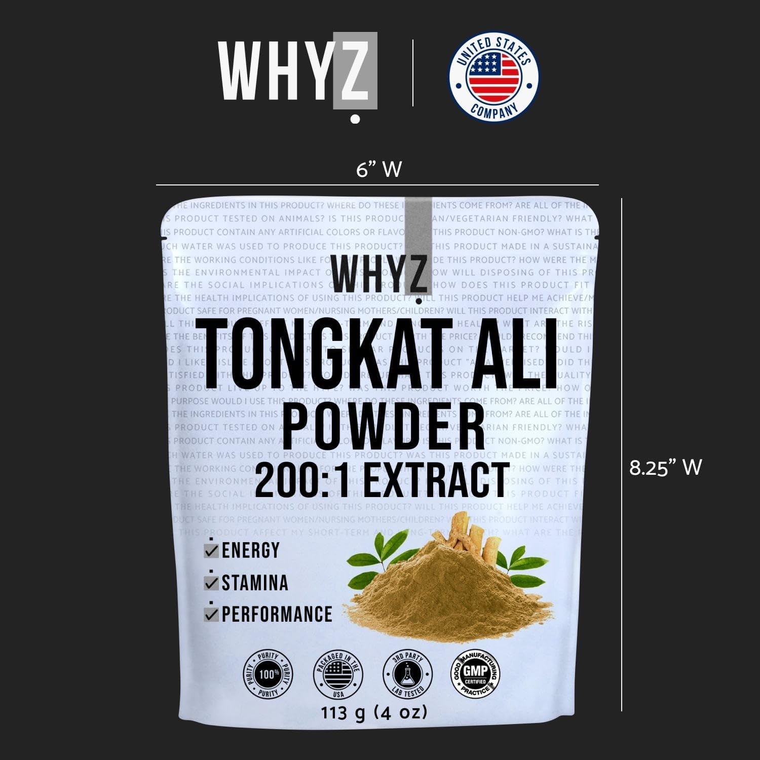 Longjack Tongkat Ali Powder 113g - 200:1 Extract for Physical Performance & Well-Being - Men and Women Supplement - 323 Servings