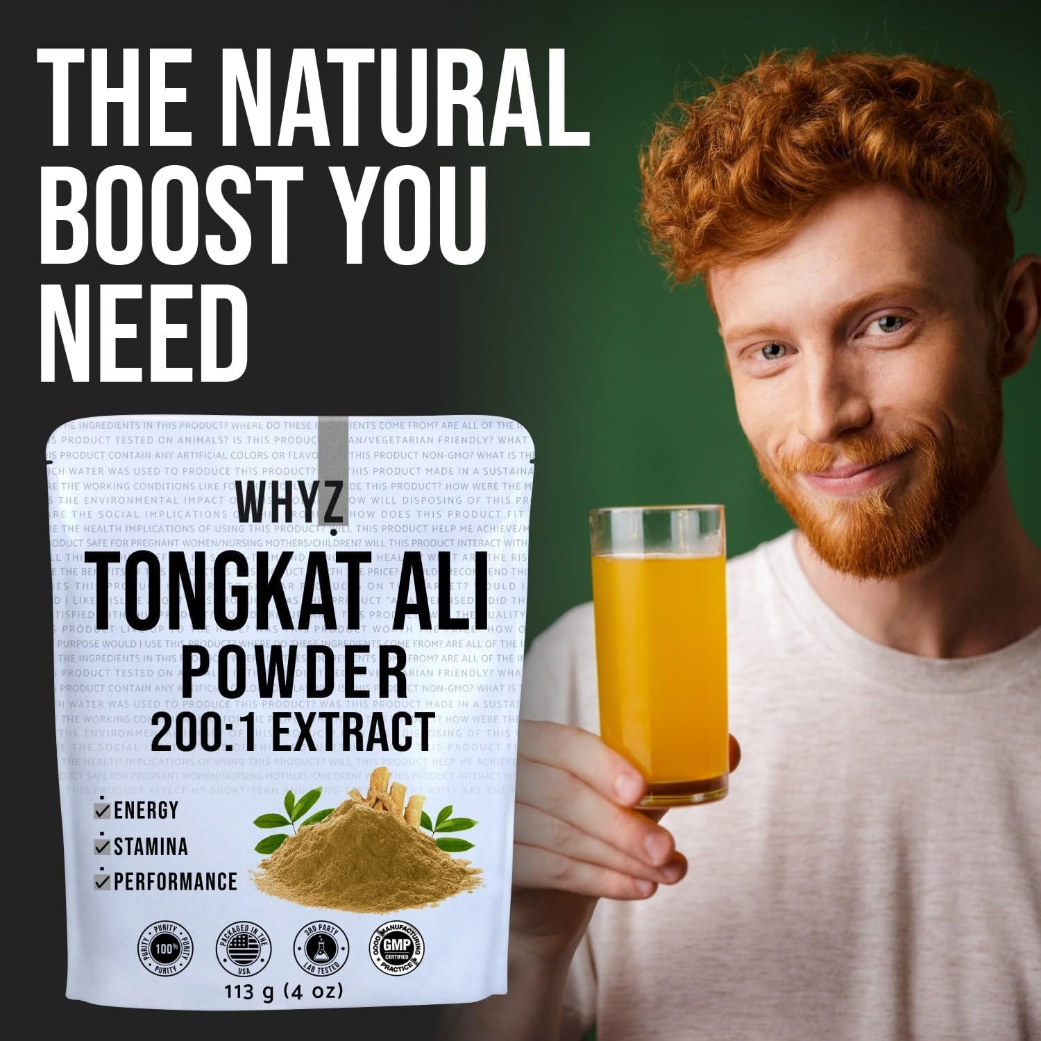 Longjack Tongkat Ali Powder 113g - 200:1 Extract for Physical Performance & Well-Being - Men and Women Supplement - 323 Servings