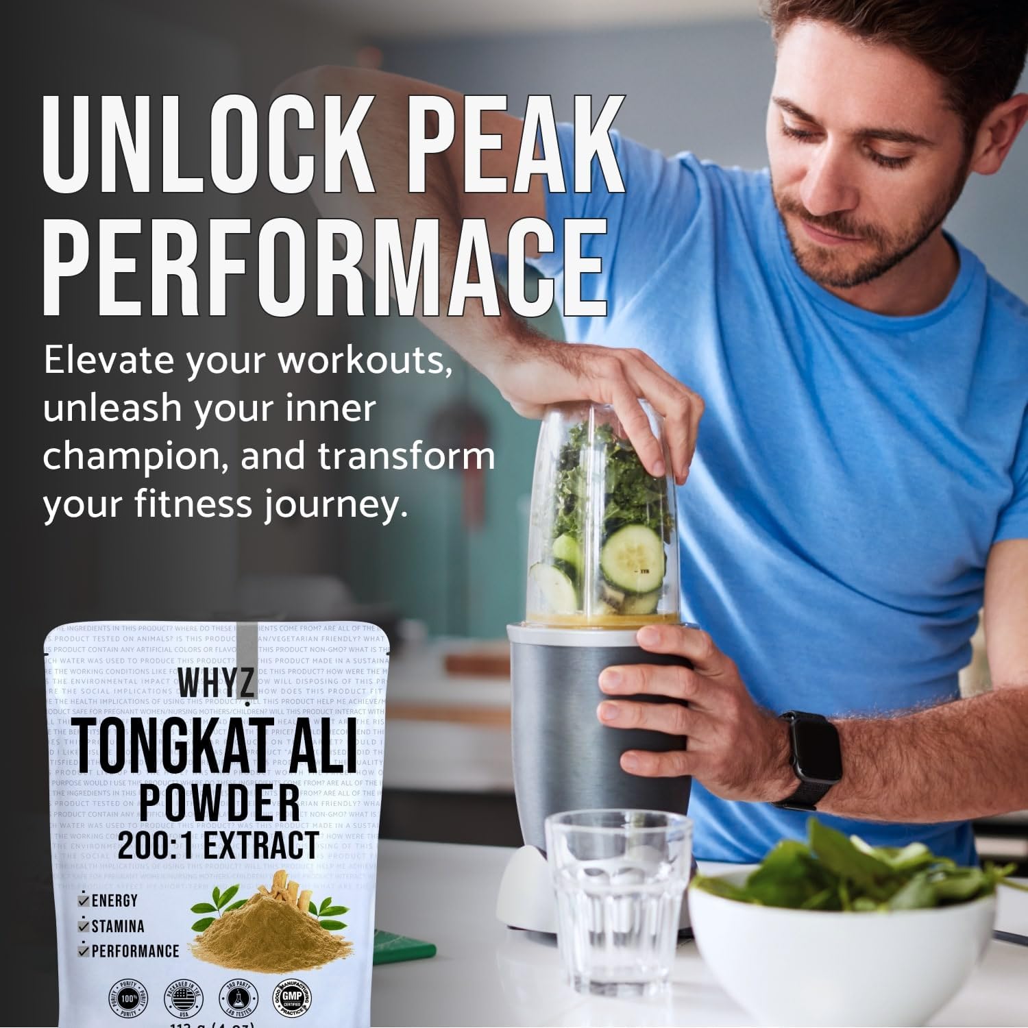 Longjack Tongkat Ali Powder 113g - 200:1 Extract for Physical Performance & Well-Being - Men and Women Supplement - 323 Servings