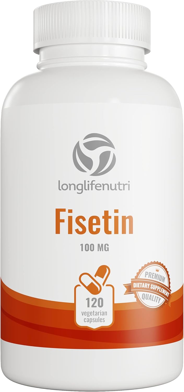 LongLifeNutri Fisetin Supplement Capsules - 100mg, 120 Count, Vegetarian | Natural Bioflavonoid Polyphenols for Aging, Longevity & Energy | Senolytic Sirtuin Activator with Rhus Succedanea