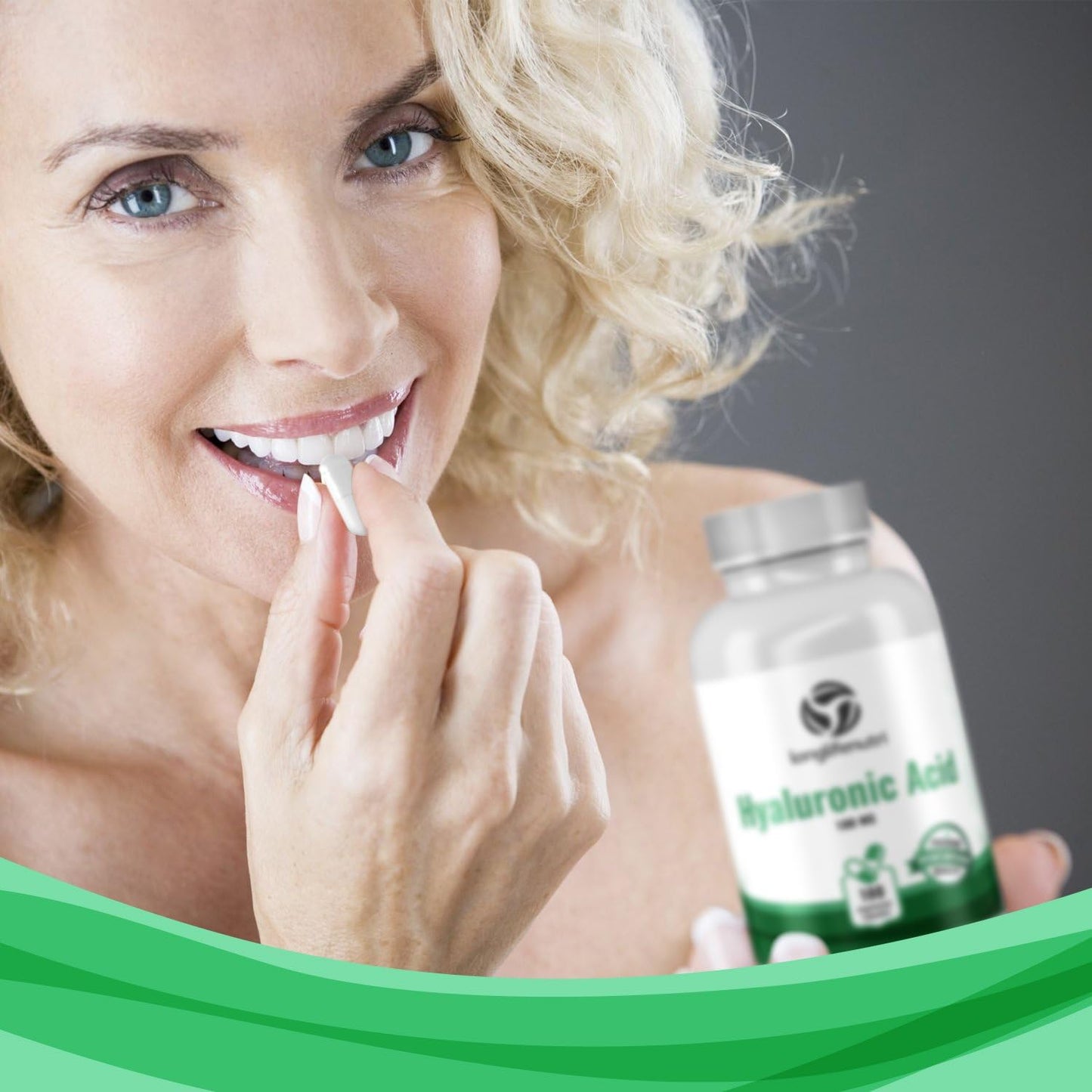 LongLifeNutri Hyaluronic Harmony: 100mg HA, 180 Vegan Capsules for Knee & Joint Health, Skin Elasticity, Anti-Aging