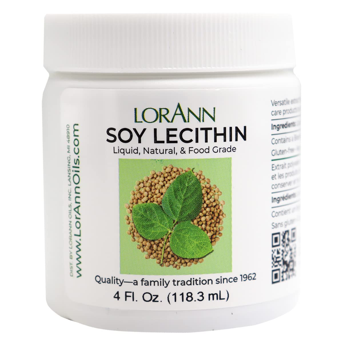 LorAnn Oils Liquid Lecithin 4 oz Jar - Natural Emulsifier for Baking and Cooking