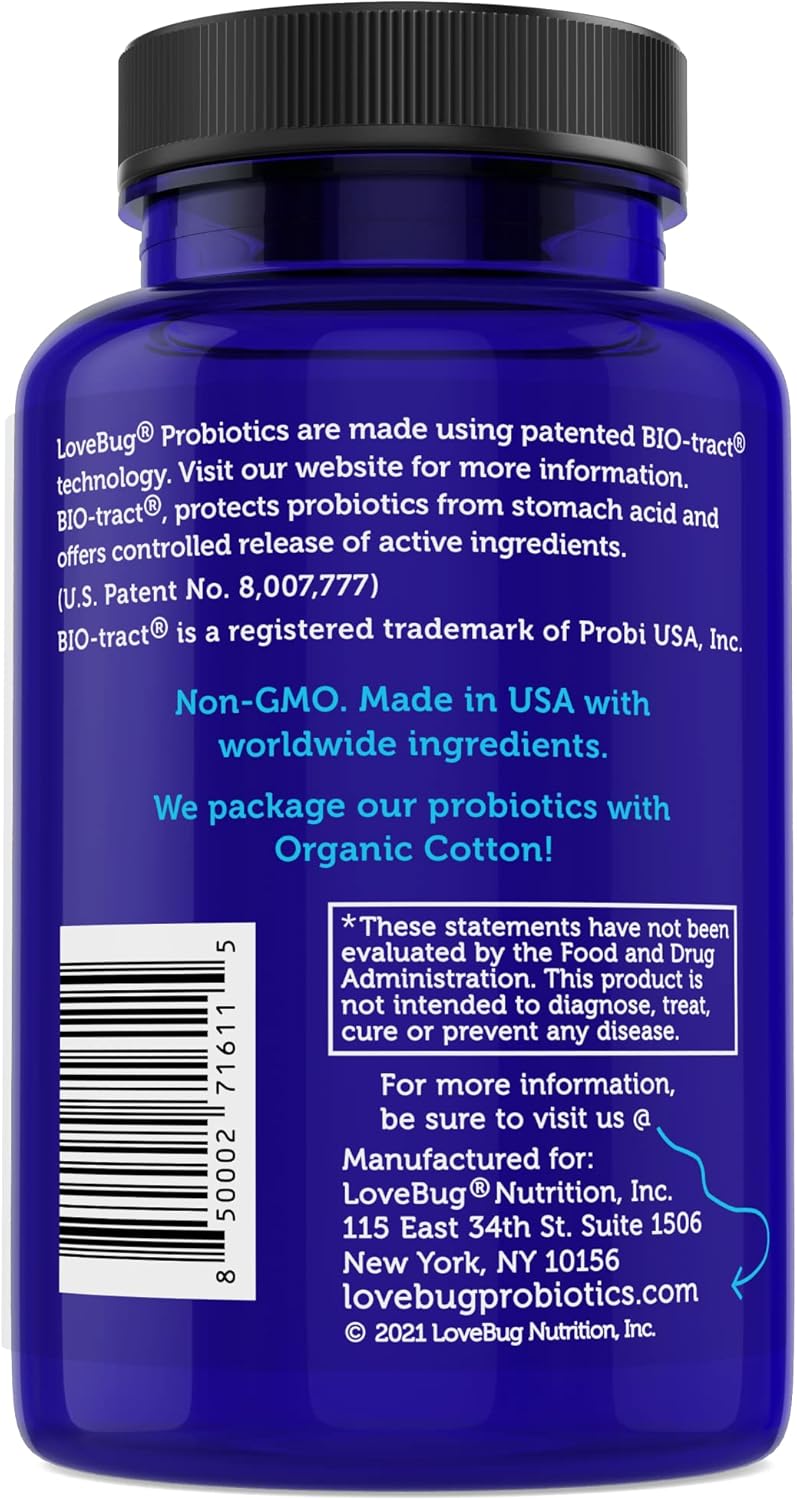 Lovebug Probiotics Here's The Skinny - Constipation, Gas, Bloat Relief - 10 Billion CFU, 60 Count