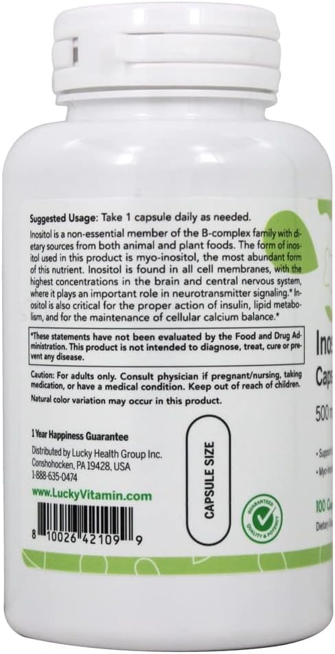 LuckyVitamin Inositol Cellular Health Capsules - 500mg - 100 Count