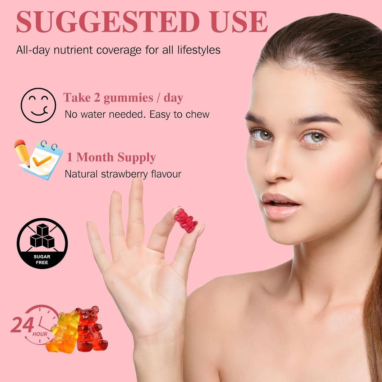 Lukaree High Absorption Potassium Magnesium Gummies with Omega 3, B6, D3, K2 & Calcium - Chewable Gummy for Leg Cramps, Immunity & Energy - 60 Count