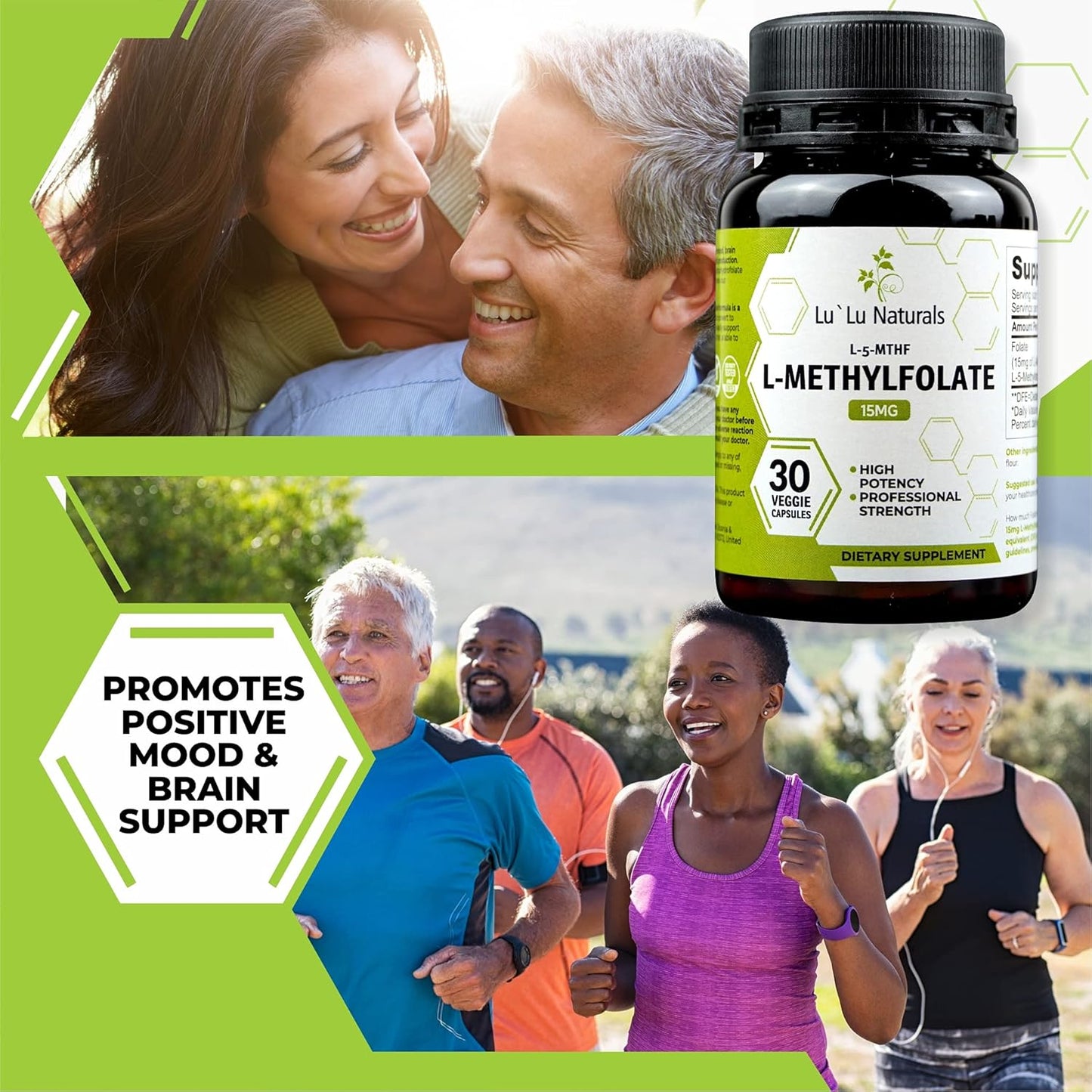 Lu'Lu Naturals L Methylfolate 15mg Activated Methyl Folate, Folic Acid, 5-mthf 30 Veggie Caps