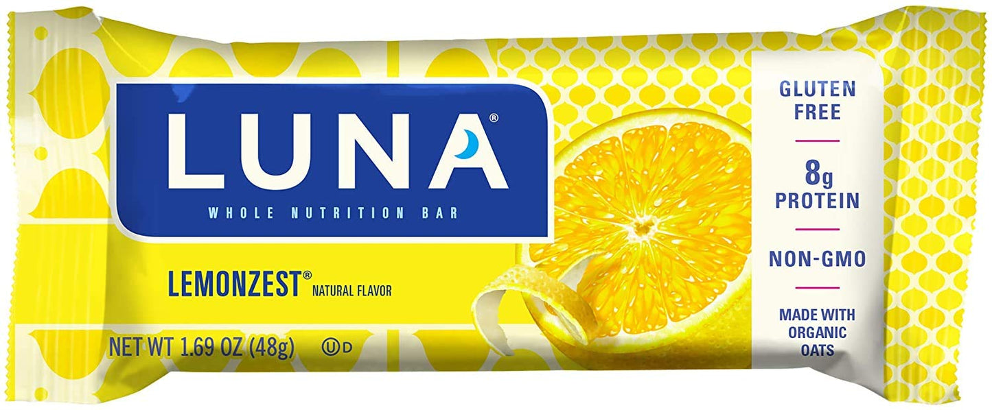 LUNA BAR Gluten Free Lemon Zest Flavor Snack Bars - 30 Count (1.69 oz)