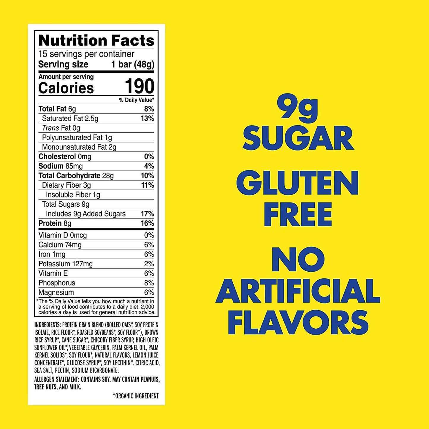 LUNA BAR Gluten Free Lemon Zest Flavor Snack Bars - 30 Count (1.69 oz)