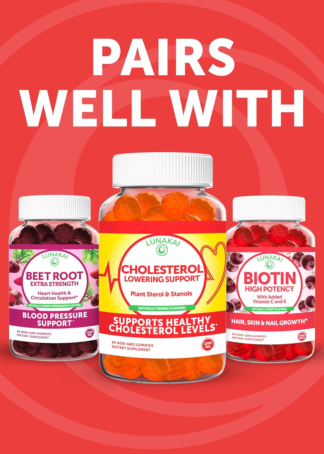 Lunakai Vitamin B12 Energy Gummies - Tasty High Absorption Formula - 3000mcg Methyl B-12 - Non-GMO Vegan Chewables for Adults - 6 Pack