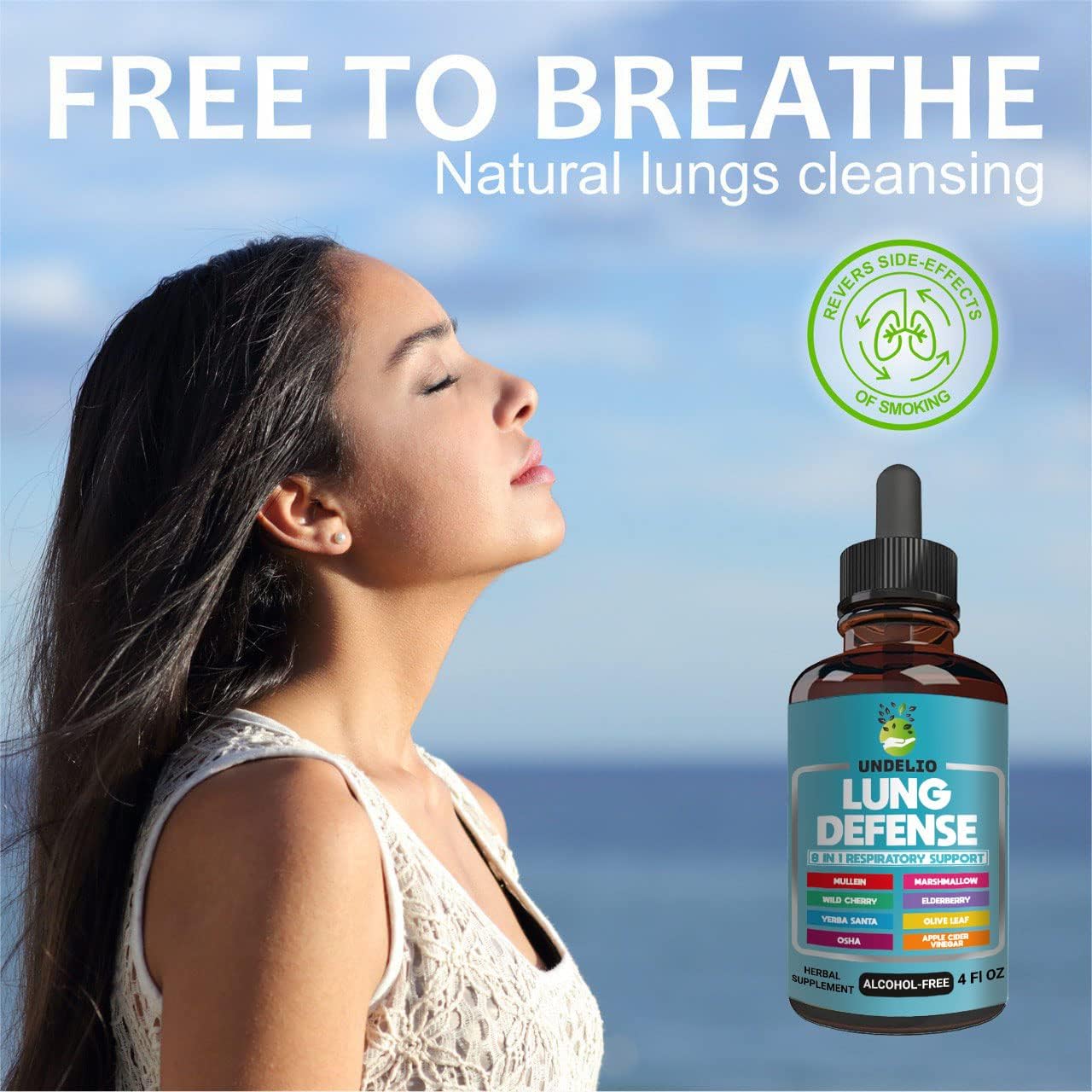 LUNG DEFENSE Herbal Extract Blend for Respiratory & Immune Support - Mullein, Marshmallow, OSHA, Wild Cherry, Elderberry, Yerba Santa, Olive Leaf, ACV - 4 OZ Liquid Supplement