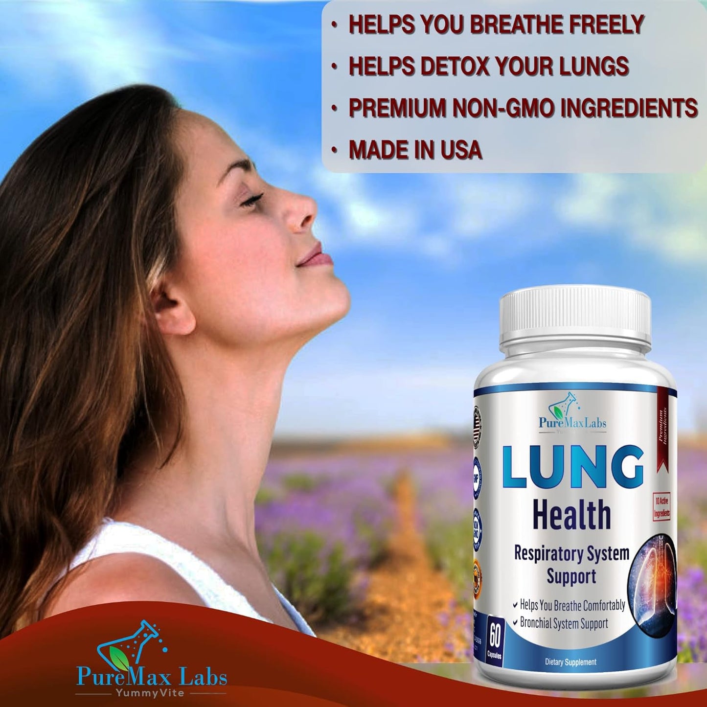 Lung Support Supplement for Clear Lungs & Comfortable Breathing - 60 Capsules