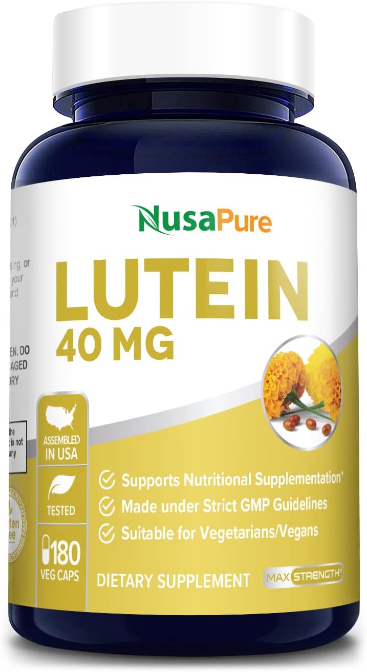 Lutein 40mg Supplement - 180 Vegetable Capsules - Non-GMO & Gluten Free by NusaPure