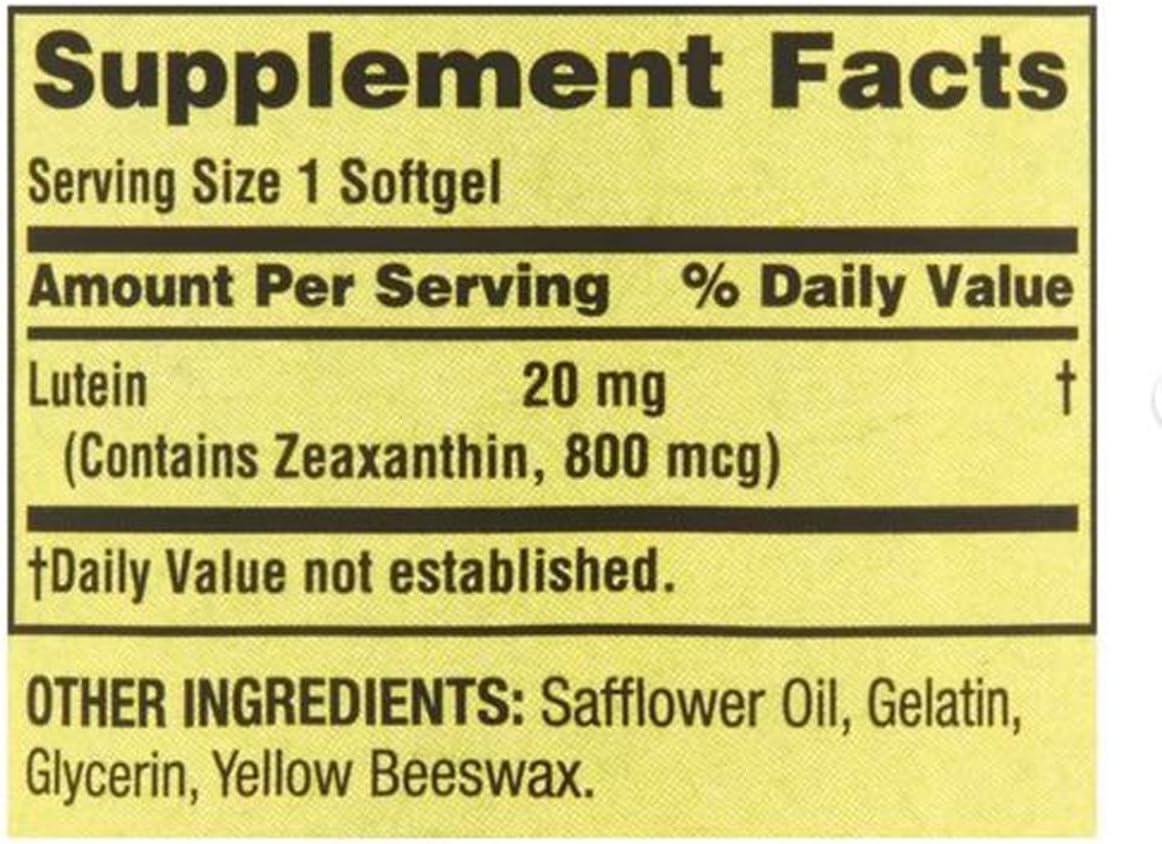 Lutein and Zeaxanthin Dietary Supplements - 20mg, 90 Count - Top Care Formula