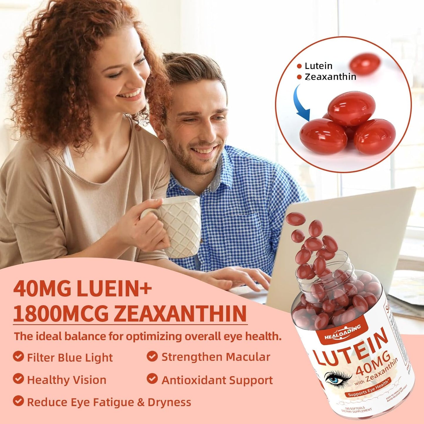 Lutein and Zeaxanthin Eye Care Softgels with Vitamins C, E, Omega 3 - Vision Support and Eye Fatigue Relief