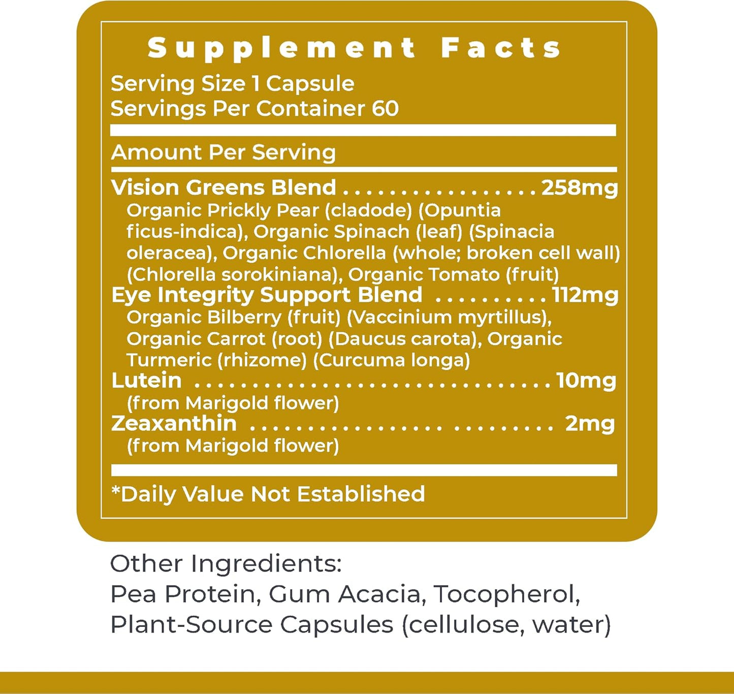 Lutein and Zeaxanthin Eye Health Supplement for Adults and Seniors - 60 Capsules