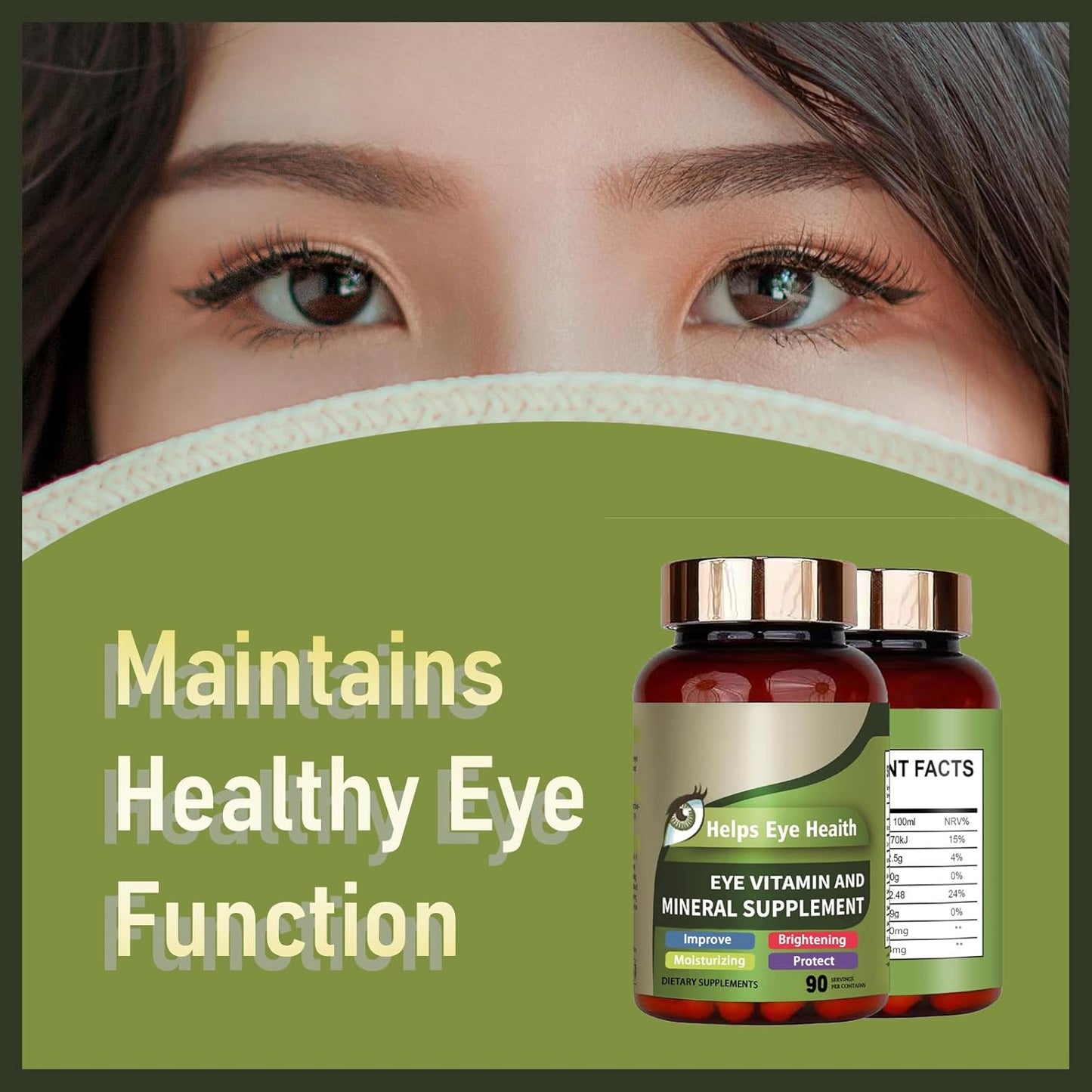 Lutein and Zeaxanthin Eye Vitamins with Vitamins C & E - 180 Mg, 90 Capsules (2PCS) for Eye Health Support