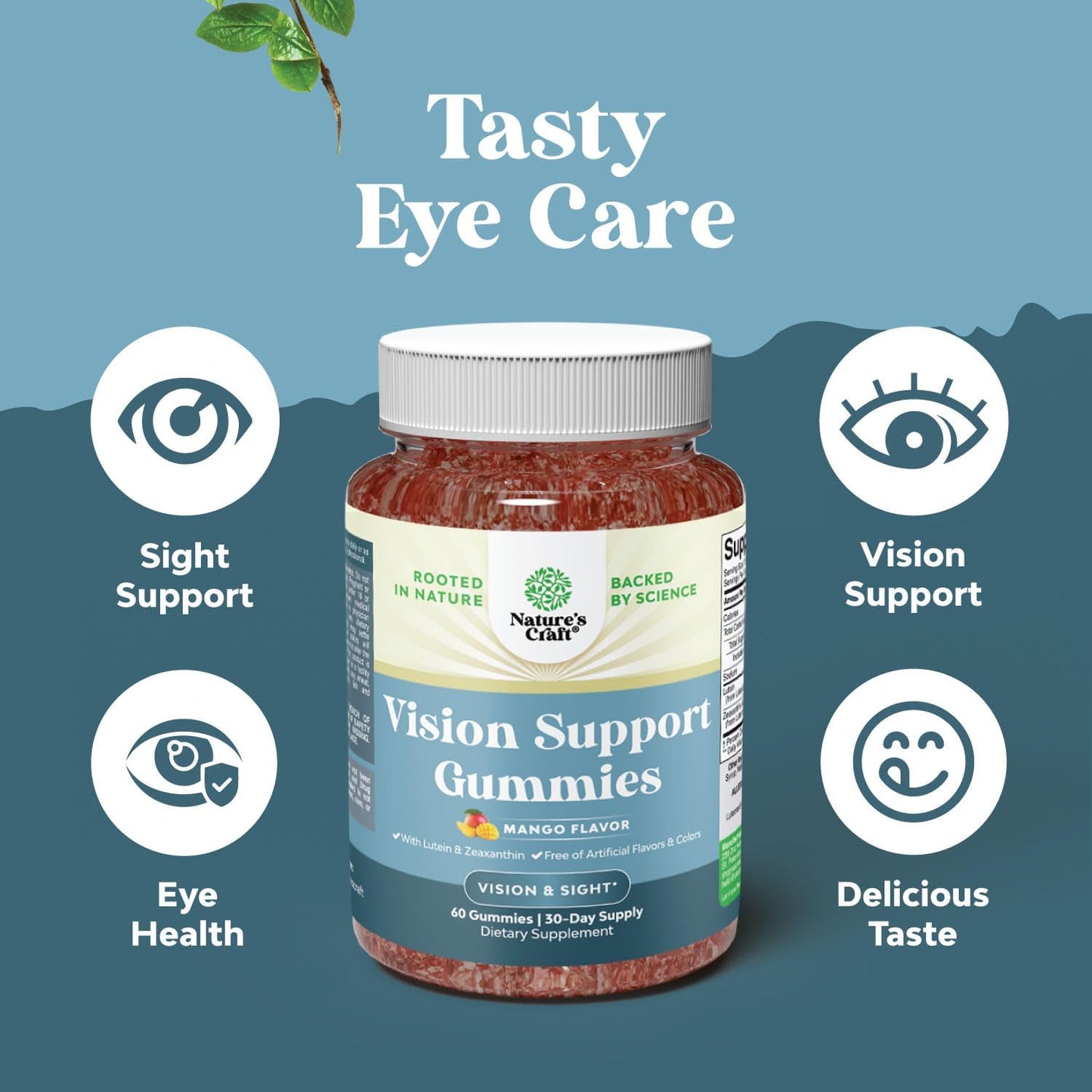 Lutein and Zeaxanthin Gummies for Adults - Eye Health Supplements - Blue Light Protection, Dryness & Strain Support - 60 Count