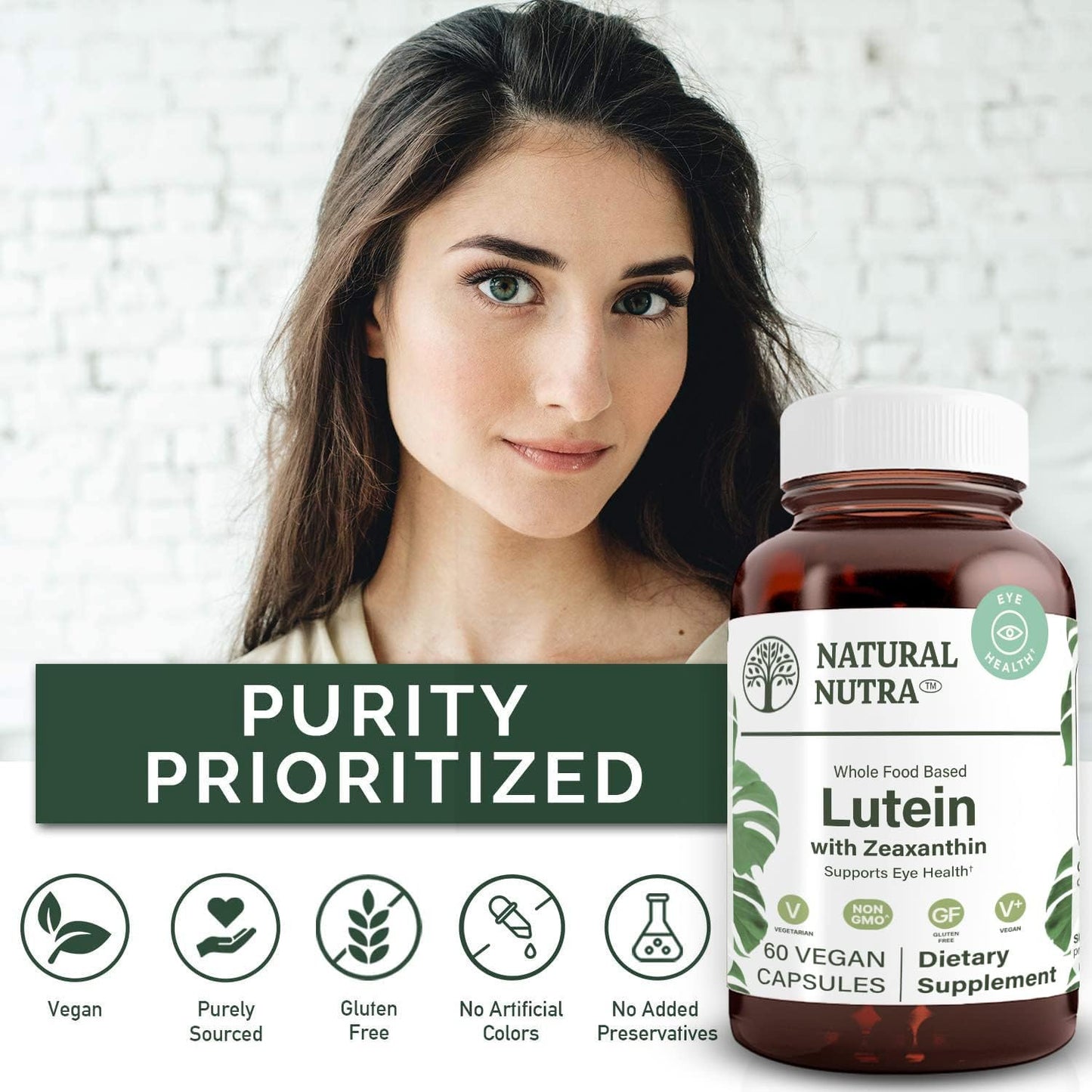 Lutein and Zeaxanthin Supplement for Vision and Eye Health, High Zeaxanthin Levels, Gluten and Soy Free, 20mg - 60 Capsules
