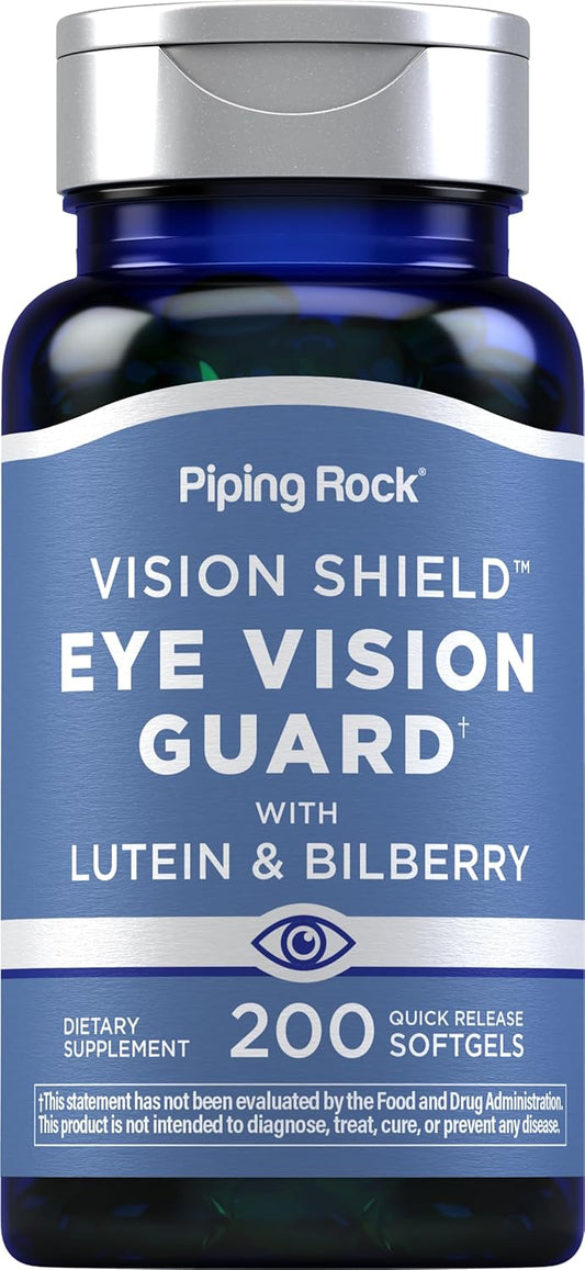 Lutein and Zeaxanthin Supplements with Bilberry Extract for Eye Health - 200 Softgels - Non-GMO, Gluten Free