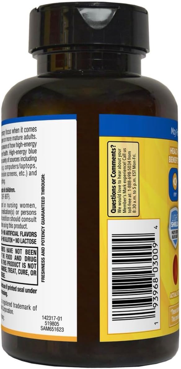 Lutein & Zeaxanthin Softgels for Eye Health - 25mg Lutein, 5mg Zeaxanthin, 150 Count - Vision Support & Blue Light Protection