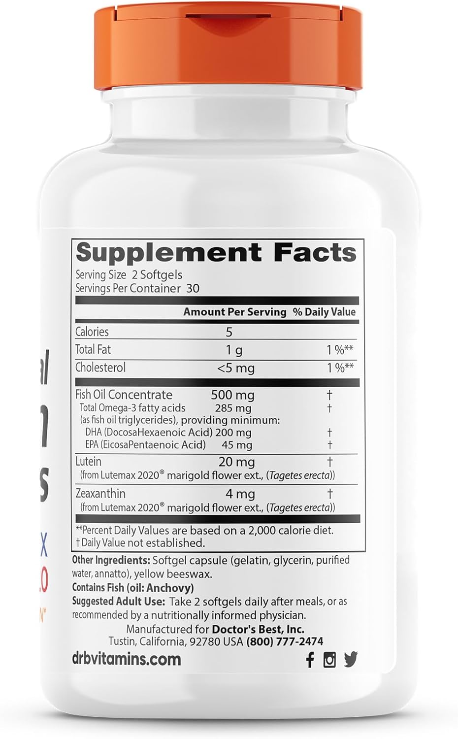 Lutemax 2020 Vision Enhancers for Eye Health & Blue-Light Filtering - 60 Softgels