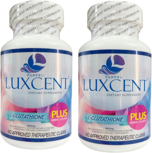 Luxcent Glutathione Plus Capsules - 2 Bottles, 1800mg, 60 Count