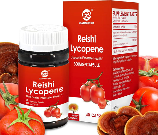 Lycopene 100mg Supplement with Reishi Mushroom 200mg for Immune Support - 60 Vegan Capsules