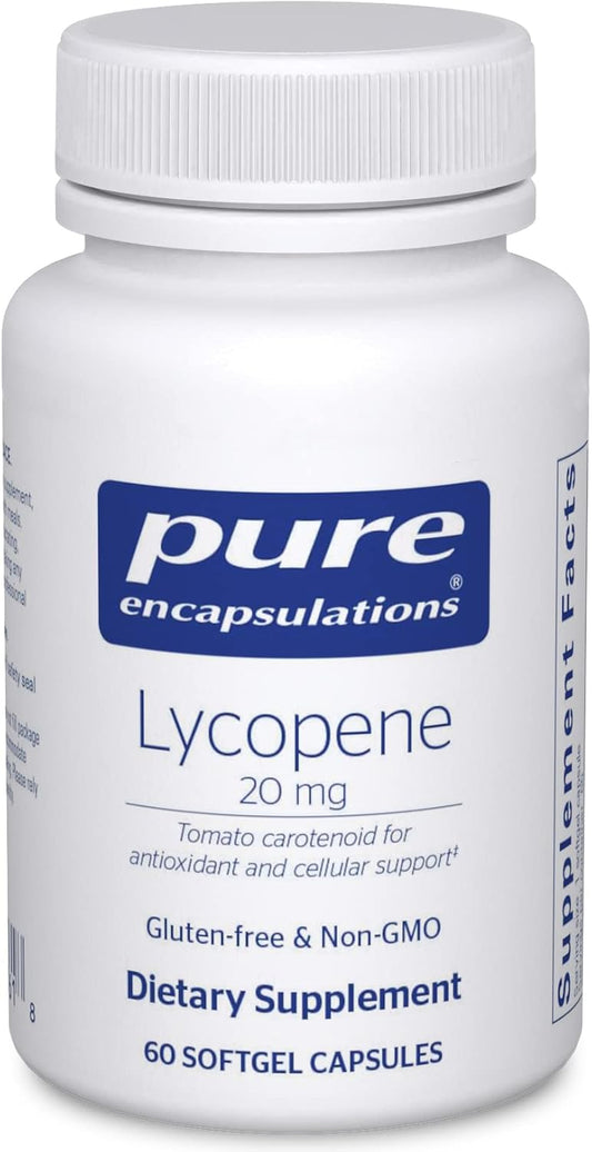Lycopene 20 mg Softgel Capsules for Cellular and Macular Support - 60 Count