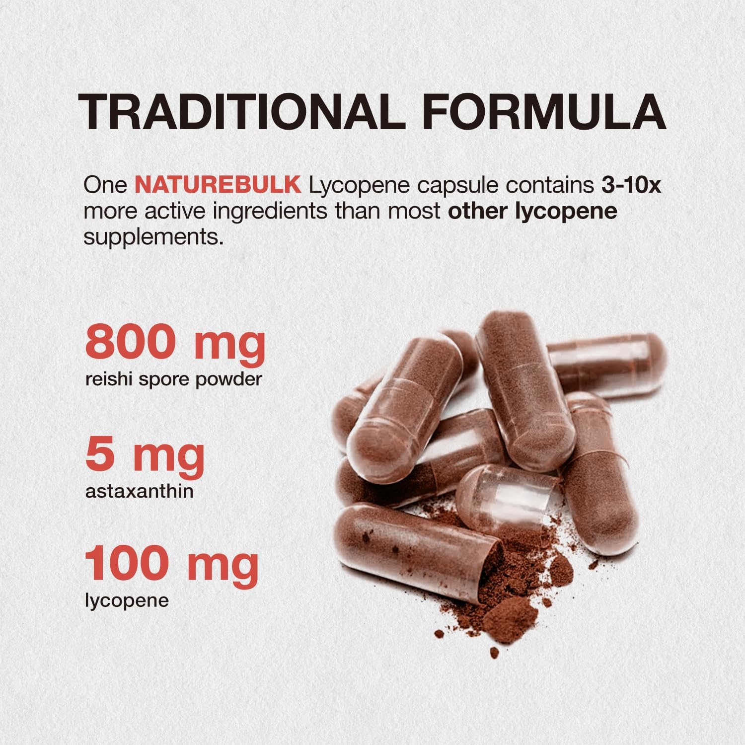 Lycopene and Astaxanthin Supplement with Reishi Spore for Skin Health and Immune Support - 120 Veggie Capsules