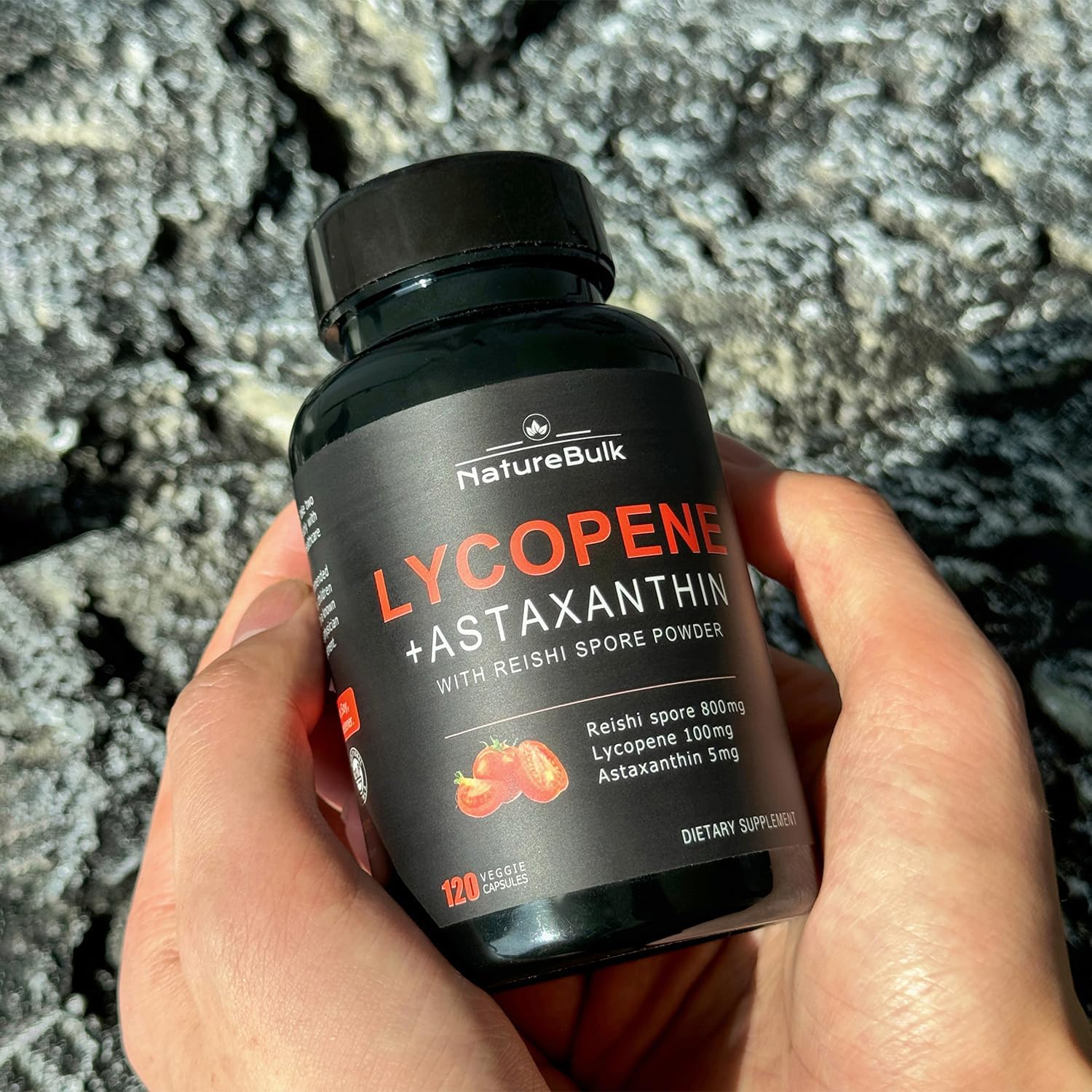 Lycopene and Astaxanthin Supplement with Reishi Spore for Skin Health and Immune Support - 120 Veggie Capsules