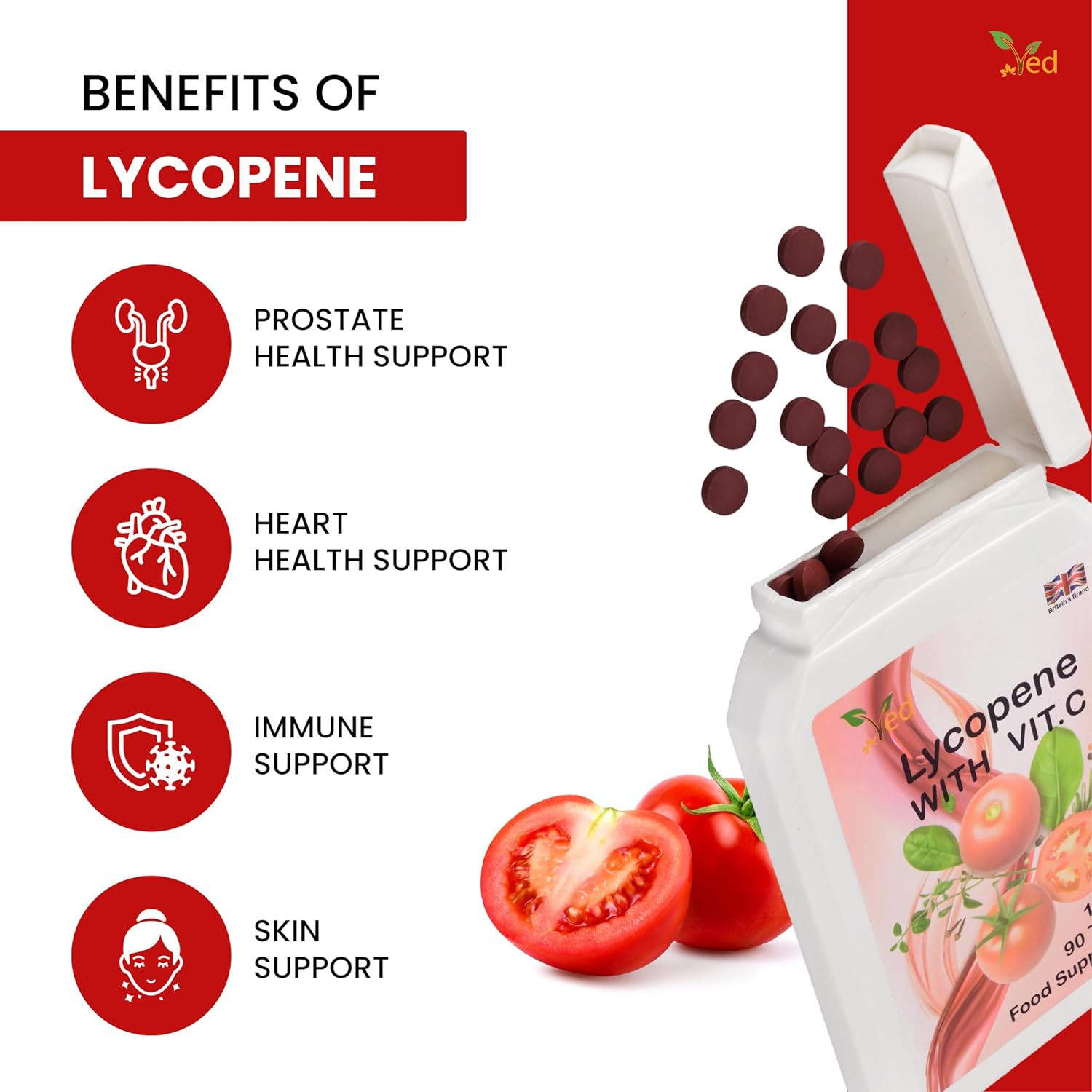 Lycopene Supplement 100mg | 180 Tablets (2-Pack) - High Potency Antioxidant Formula