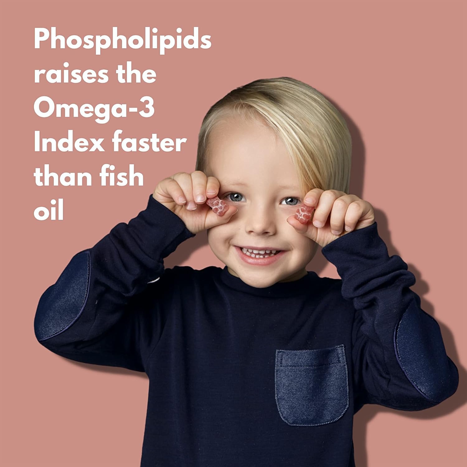 LYL Krill Oil Kids Gummy Bears with Vitamins D3, E, A - Omega 3 for Growth & Development - Orange, Apple & Raspberries Taste - Pack of 60