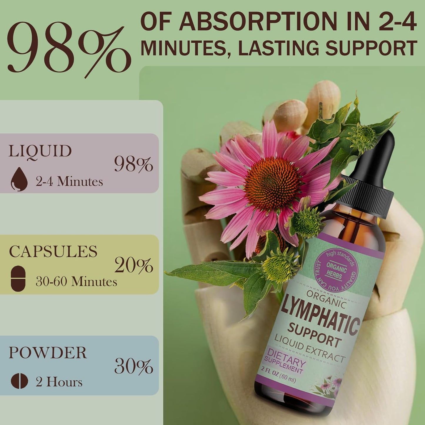 Lymphatic Drainage Drops for Detox Cleanse & Lymphedema Support with Echinacea, Burdock, Calendula - 2oz